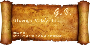 Glovnya Vitális névjegykártya